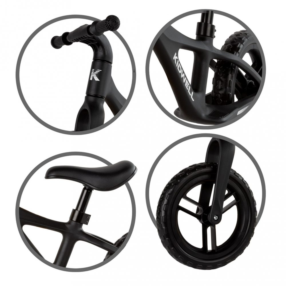 Bicicleta de echilibru fara pedale pentru copii, reglabila si roti Eva, ultra-usoara, Jogo Black [7]