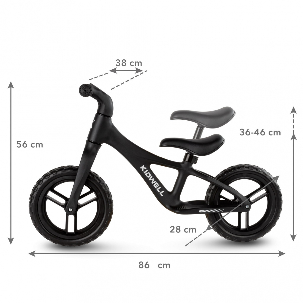 Bicicleta de echilibru fara pedale pentru copii, reglabila si roti Eva, ultra-usoara, Jogo Black [8]