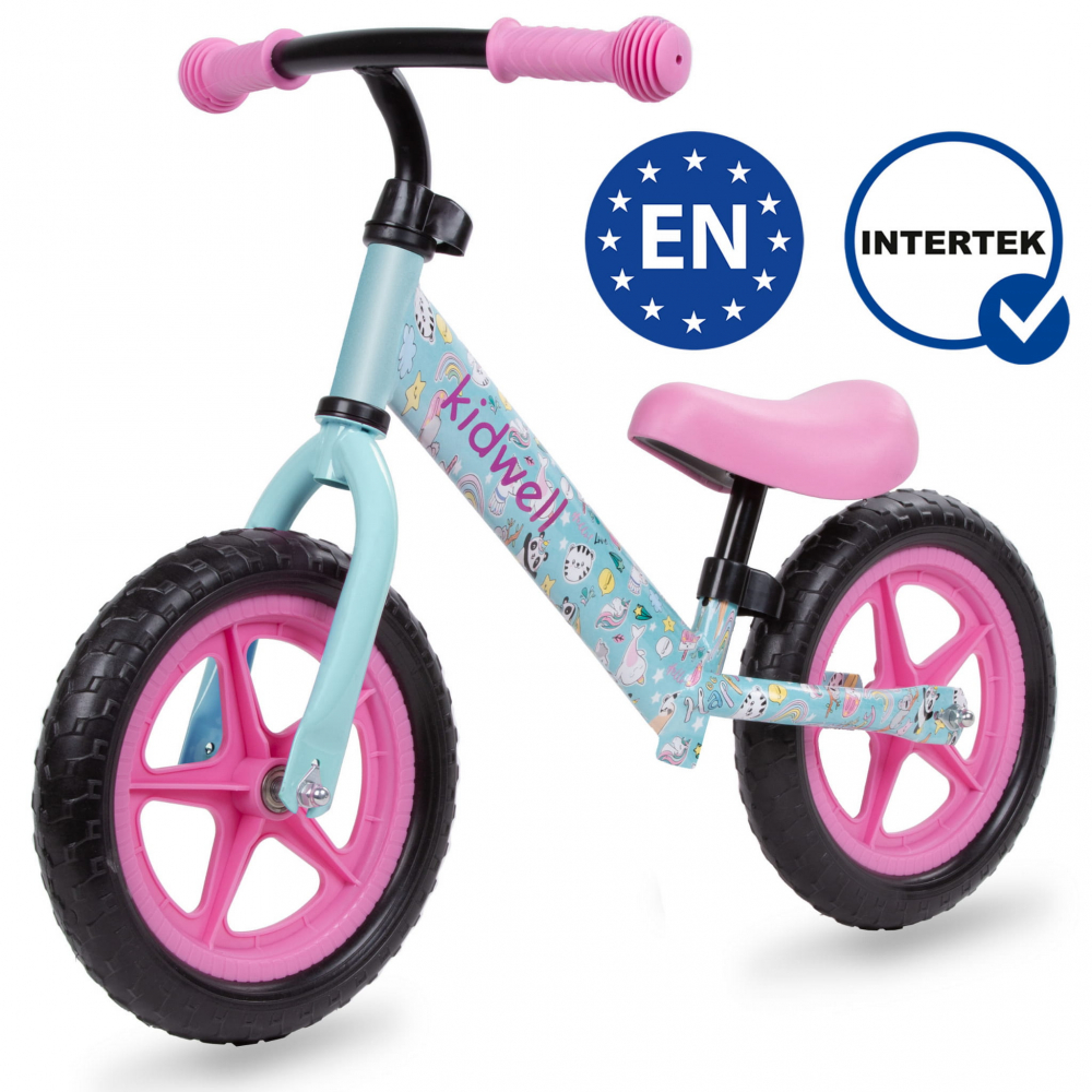 Bicicleta de echilibru fara pedale pentru copii, reglabila si roti late Eva de 12", Rebel Funny Land, Kidwell [4]