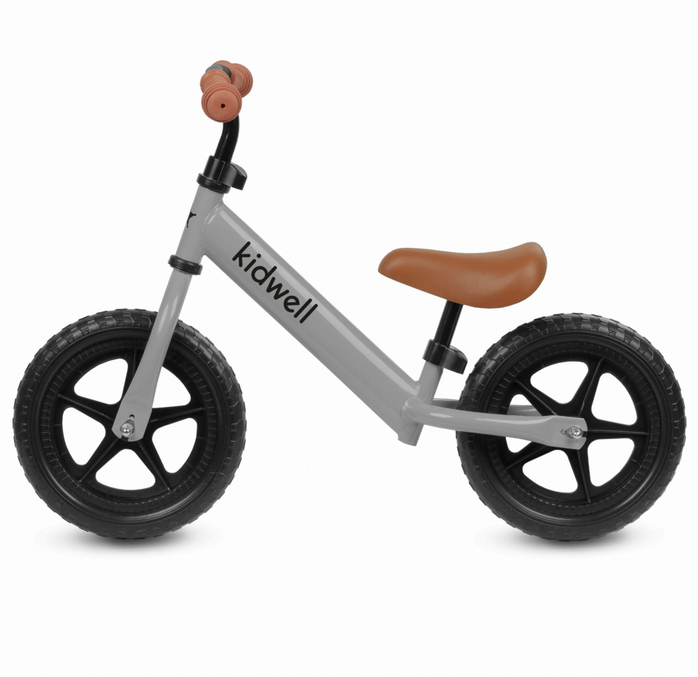 Bicicleta de echilibru fara pedale pentru copii, reglabila si roti late Eva de 12", Rebel Gray, Kidwell [3]