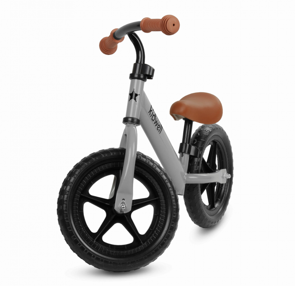 Bicicleta de echilibru fara pedale pentru copii, reglabila si roti late Eva de 12", Rebel Gray, Kidwell [2]