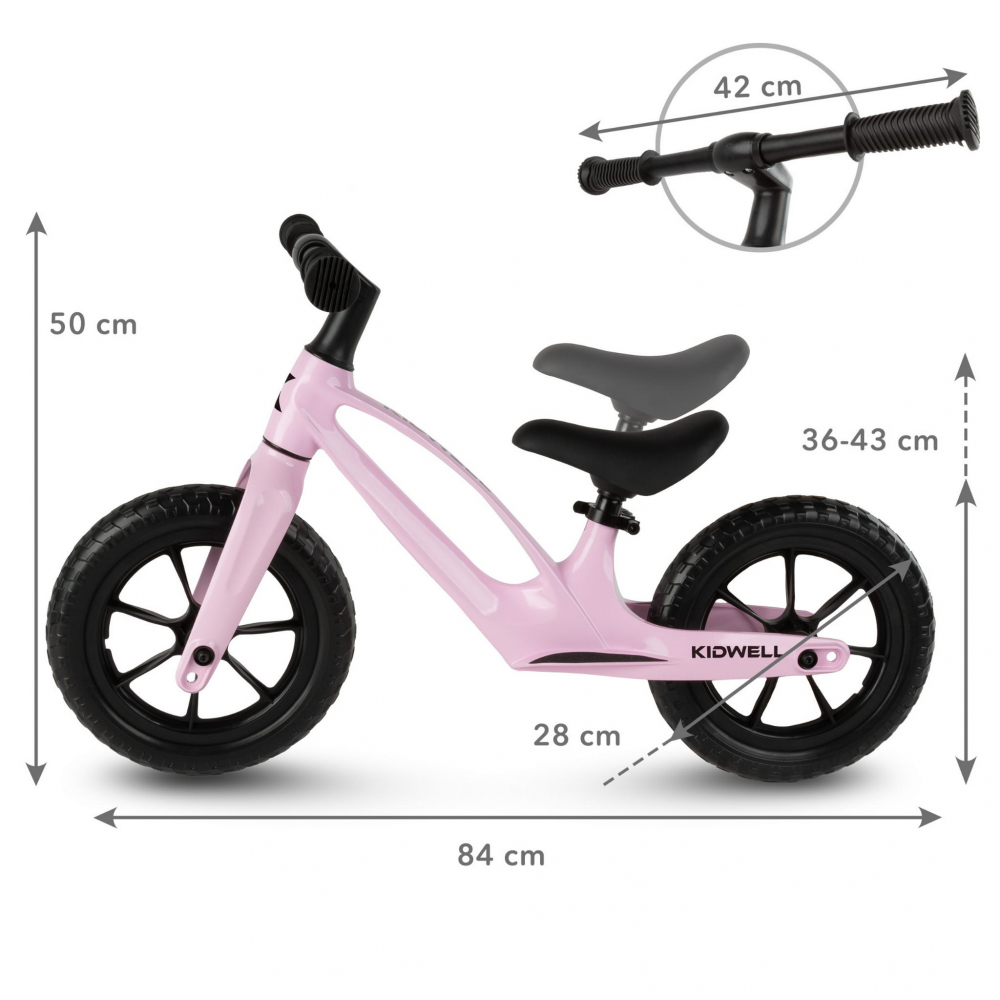 Bicicleta de echilibru fara pedale pentru copii, reglabila si roti Eva, ultra-usoara, Vito Pink [9]