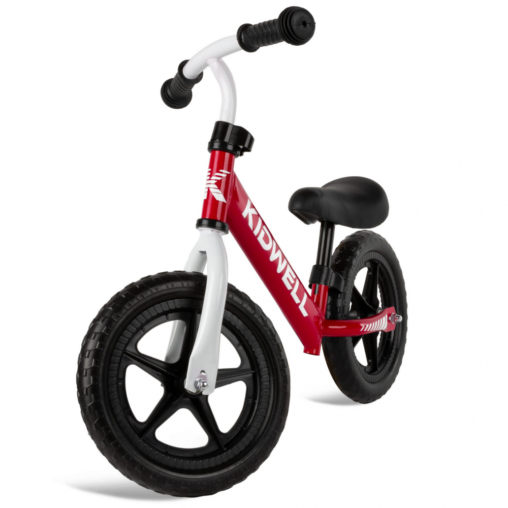 Bicicleta de echilibru fara pedale pentru copii, reglabila si roti late Eva de 12", Rebel Red, Kidwell [2]