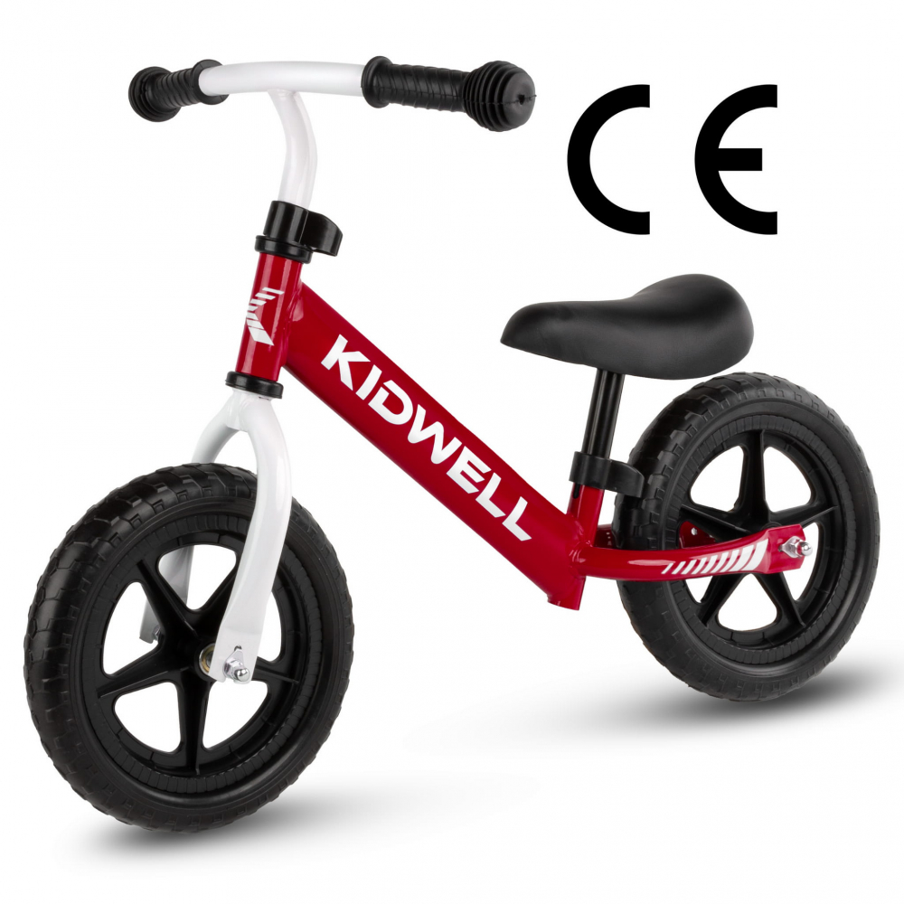 Bicicleta de echilibru fara pedale pentru copii, reglabila si roti late Eva de 12", Rebel Red, Kidwell [5]