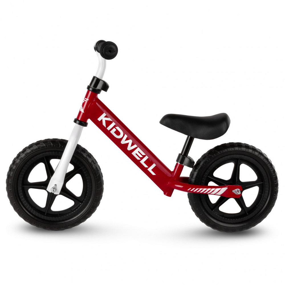 Bicicleta de echilibru fara pedale pentru copii, reglabila si roti late Eva de 12", Rebel Red, Kidwell [3]