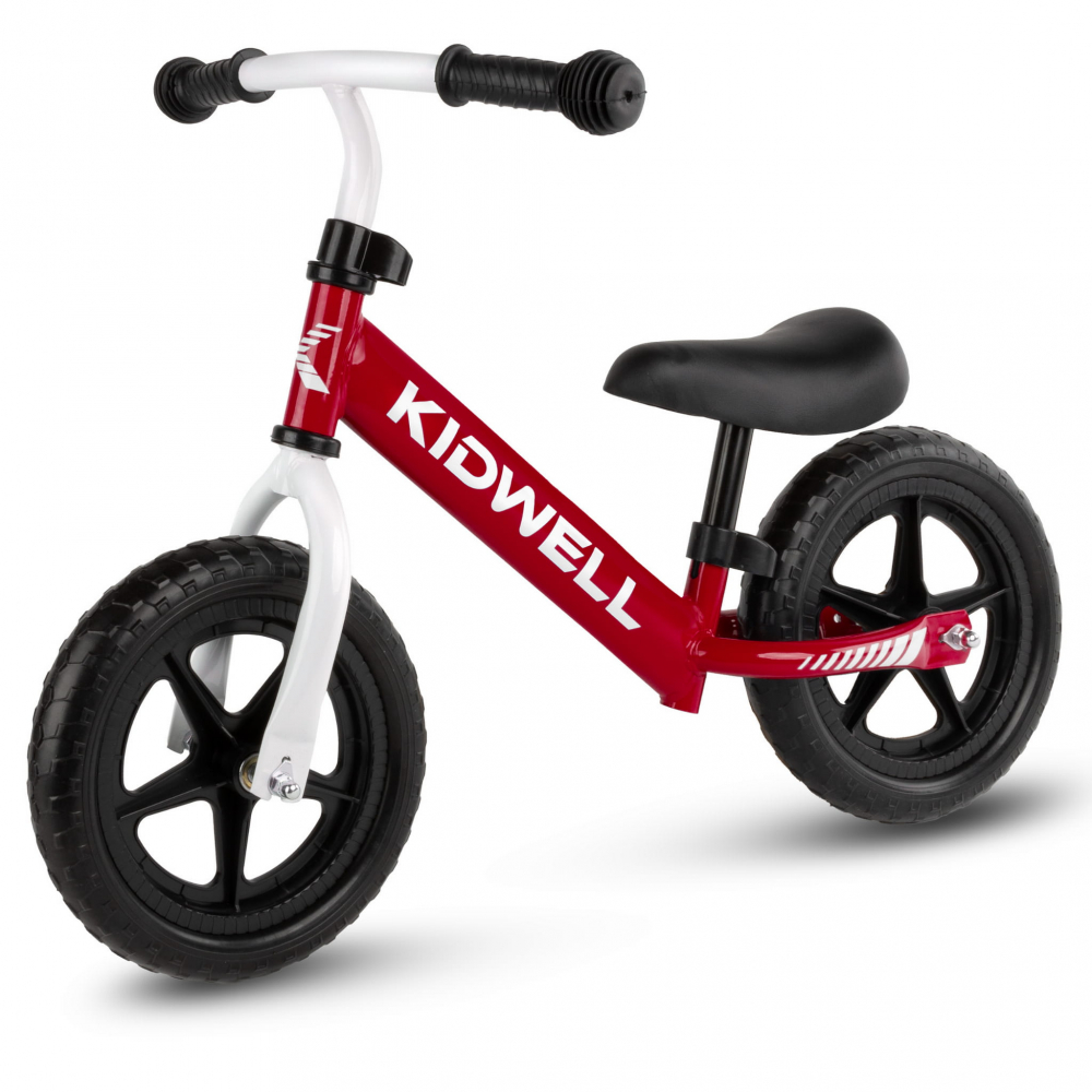 Bicicleta de echilibru fara pedale pentru copii, reglabila si roti late Eva de 12", Rebel Red, Kidwell [1]