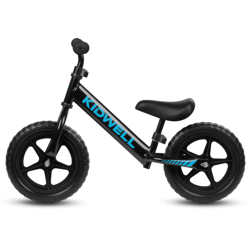 Bicicleta de echilibru fara pedale pentru copii, reglabila si roti late Eva de 12",  Rebel Black, Kidwell [3]