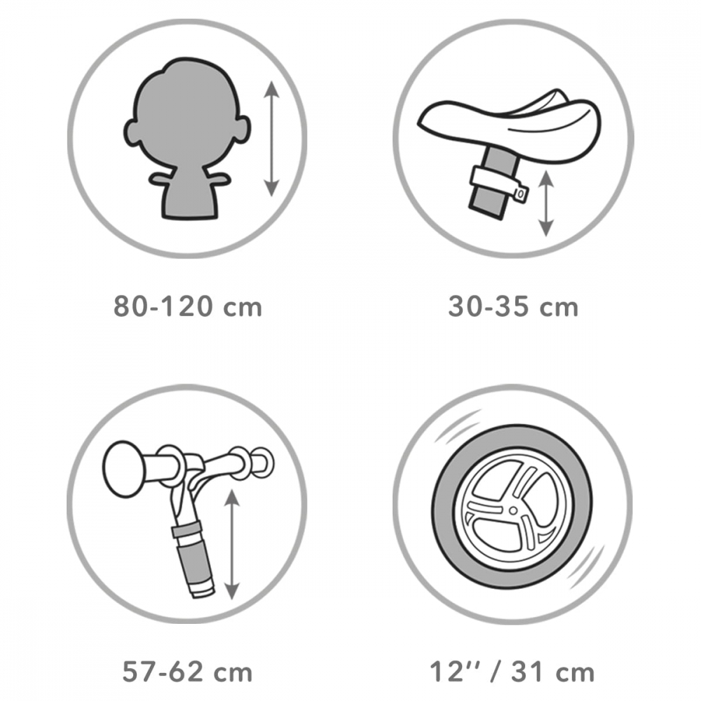 Bicicleta de echilibru fara pedale pentru copii, reglabila si roti late Eva de 12", Rebel Blue, Kidwell [7]