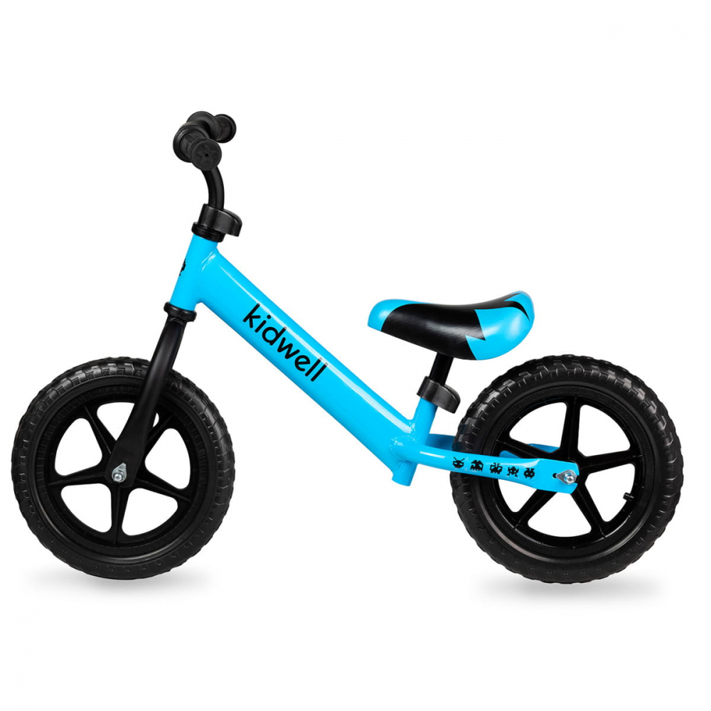 Bicicleta de echilibru fara pedale pentru copii, reglabila si roti late Eva de 12", Rebel Blue, Kidwell [3]
