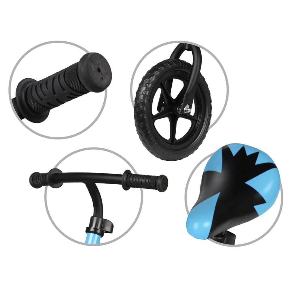 Bicicleta de echilibru fara pedale pentru copii, reglabila si roti late Eva de 12", Rebel Blue, Kidwell [5]