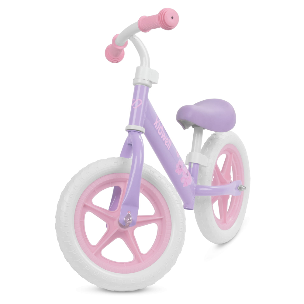 Bicicleta de echilibru fara pedale pentru copii, reglabila si roti late Eva de 12", Rebel Violet, Kidwell [2]