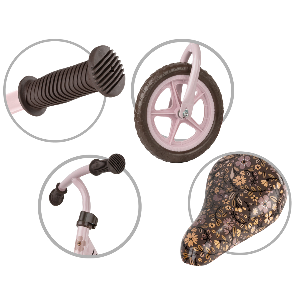 Bicicleta de echilibru fara pedale pentru copii, Kidwell REBEL Flower, 2.64 kg, roți EVA 28 cm, reglabilă, 80–120 cm, max. 30 kg [4]