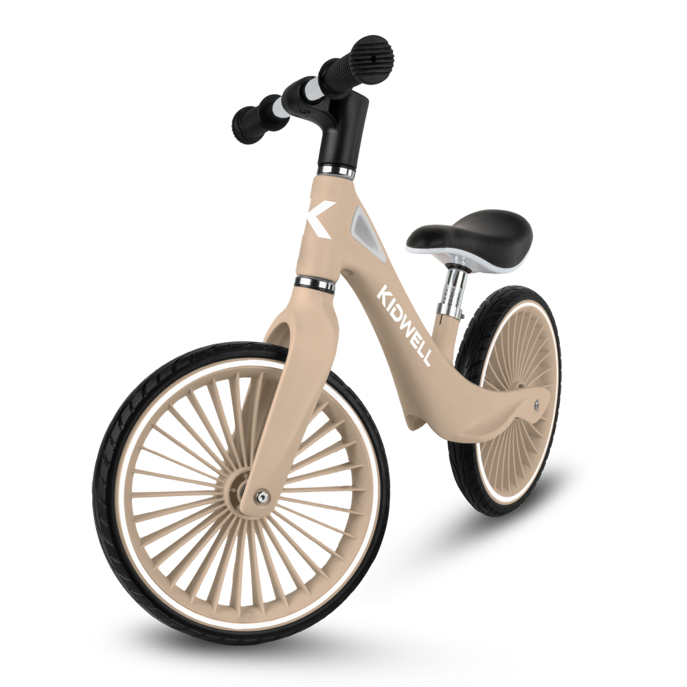 Bicicleta de echilibru fara pedale pentru copii, Kidwell NIX Beige, 3.05 kg, roți PU 29 cm, reglabilă, 80–120 cm, max. 30 kg [2]