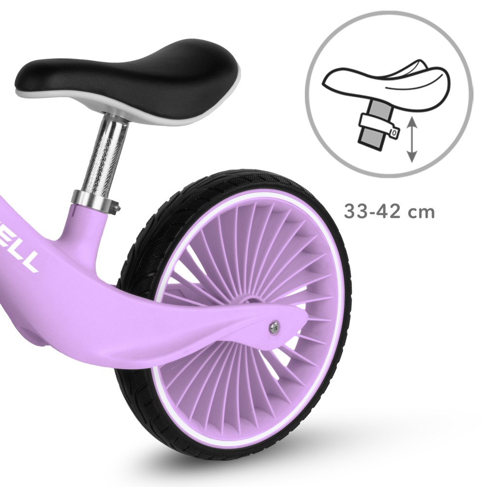 Bicicleta de echilibru fara pedale pentru copii, Kidwell NIX Lavender, 3.05 kg, roți PU 29 cm, reglabilă, 80–120 cm, max. 30 kg [6]