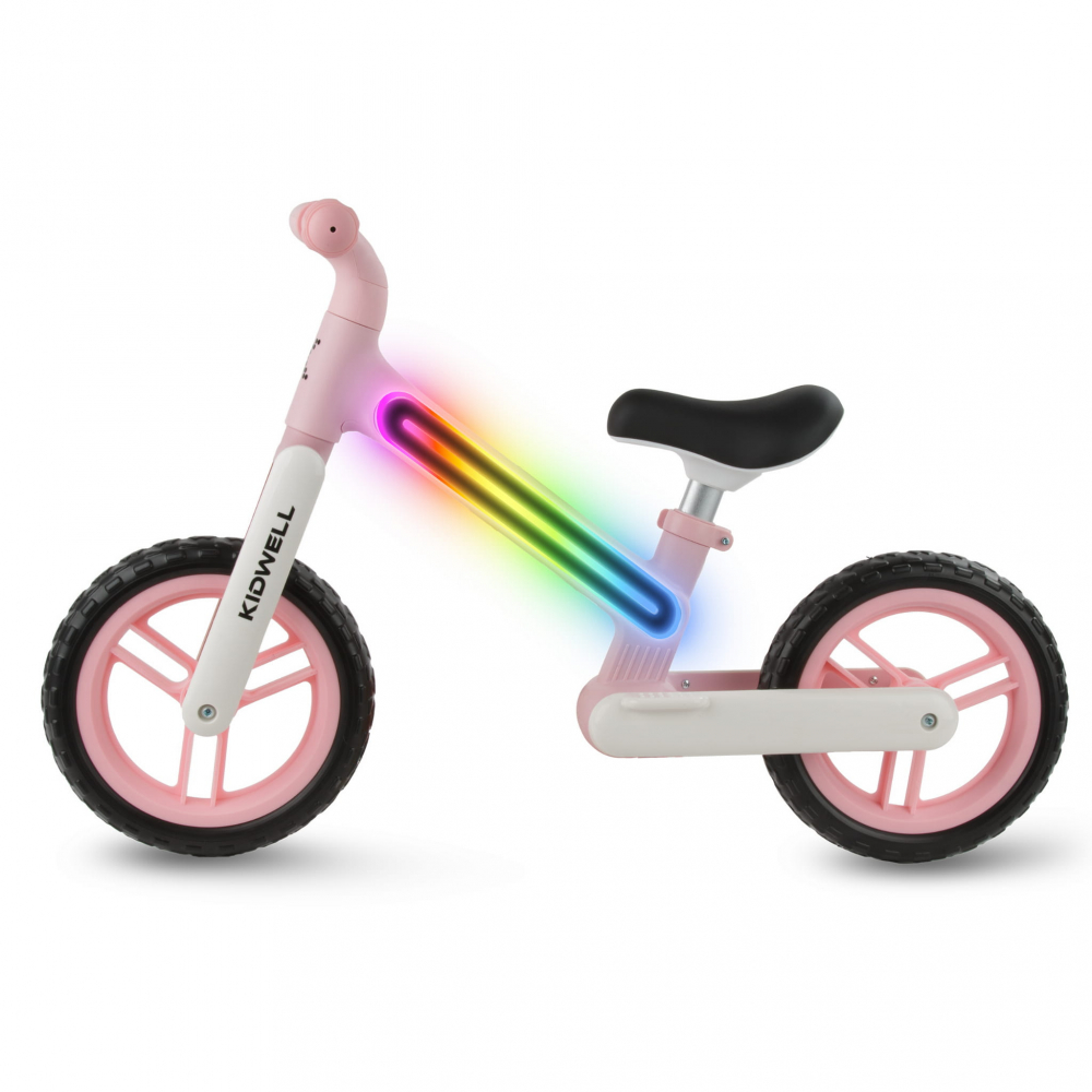 Bicicleta de echilibru fara pedale pentru copii, sa reglabila, cu lumini LED, roti Eva, 2 ani+, Suno Pink, Kidwell [2]