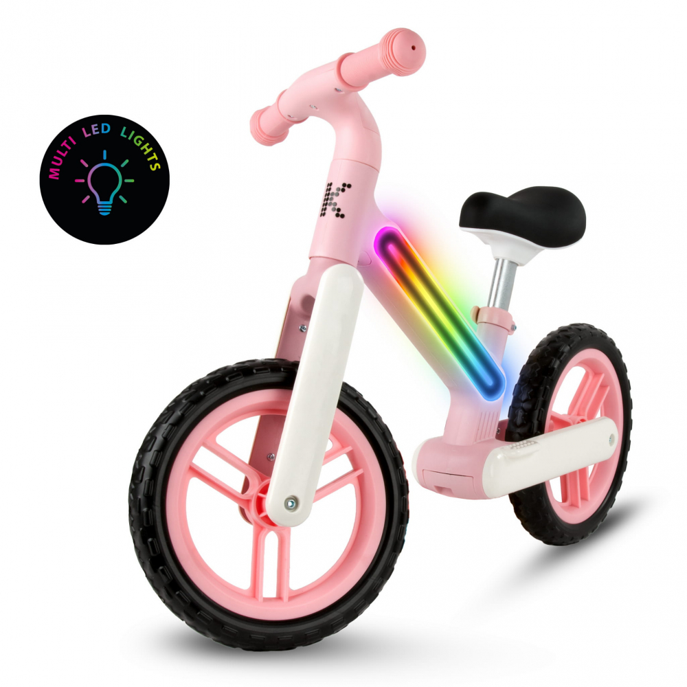 Bicicleta de echilibru fara pedale pentru copii, sa reglabila, cu lumini LED, roti Eva, 2 ani+, Suno Pink, Kidwell [3]