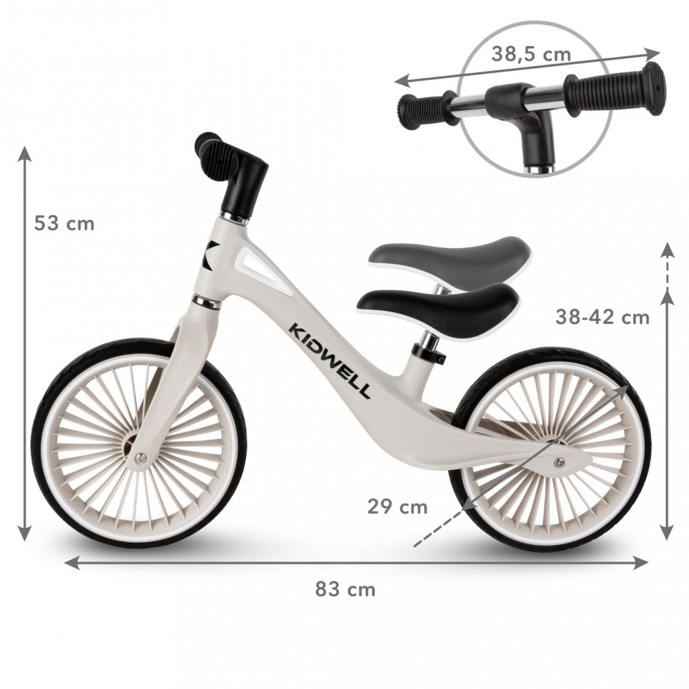 Bicicleta de echilibru fara pedale pentru copii, sa reglabila, 2 ani+, Nix Gray, Kidwell [8]