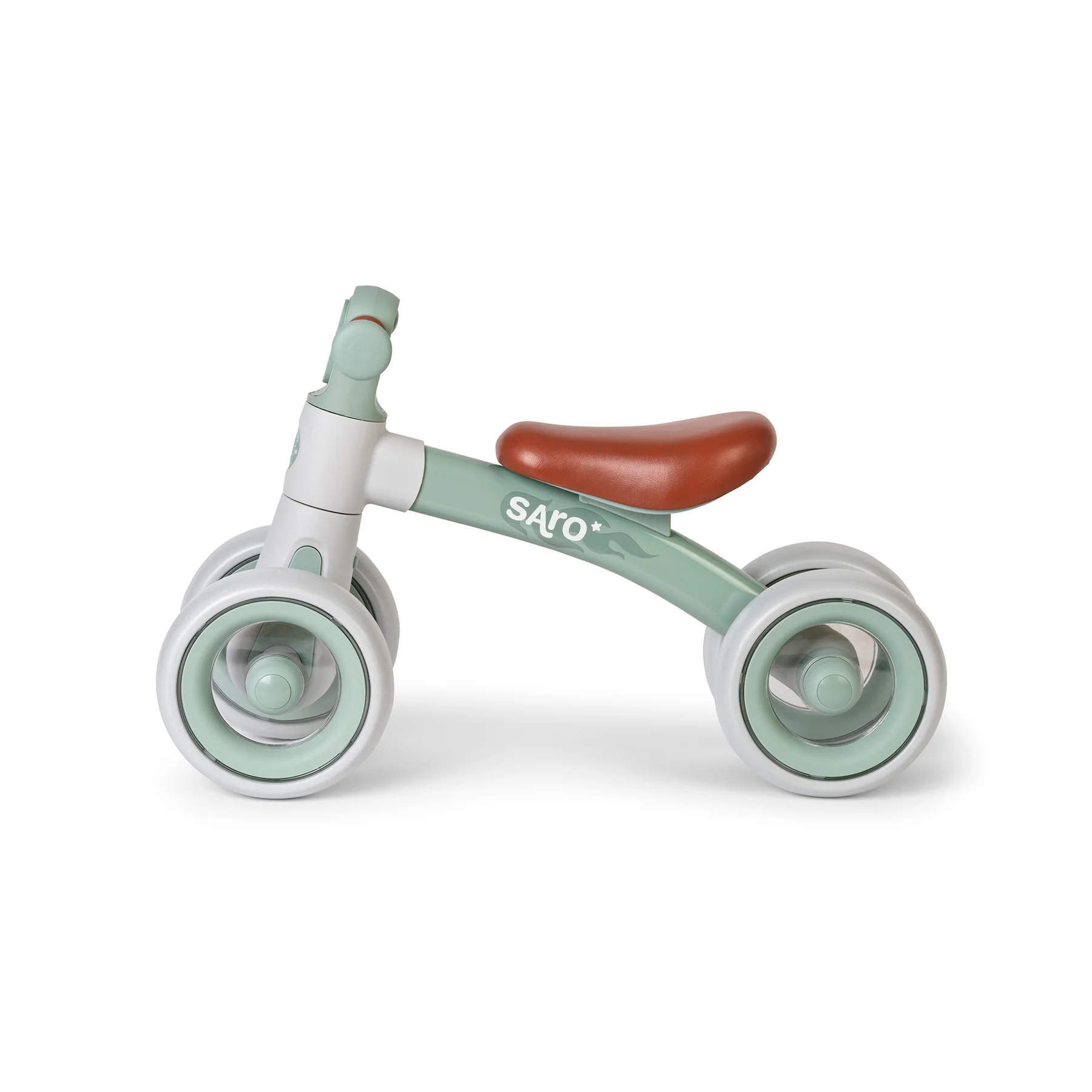 Bicicletă de echilibru Saro “Ride Free” Mint, fără pedale, cu 4 roți pentru stabilitate (2 față + 2 spate), lumină frontală, 12+ luni, max 25 kg [3]