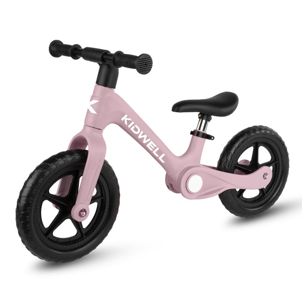 Bicicleta de echilibru fara pedale pentru copii, pliabila, Kidwell FLEX Pink, ultra usoara 2.9 kg, roți EVA 29 cm, reglabilă, 80–120 cm, max. 30 kg [3]