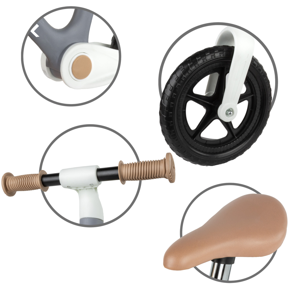 Bicicleta de echilibru fara pedale pentru copii, pliabila, Kidwell FLEX Gray, ultra usoara 2.9 kg, roți EVA 29 cm, reglabilă, 80–120 cm, max. 30 kg [8]