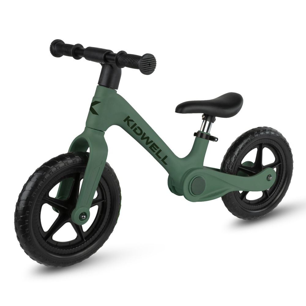 Bicicleta de echilibru fara pedale pentru copii, pliabila, Kidwell FLEX Green, ultra usoara 2.9 kg, roți EVA 29 cm, reglabilă, 80–120 cm, max. 30 kg [6]