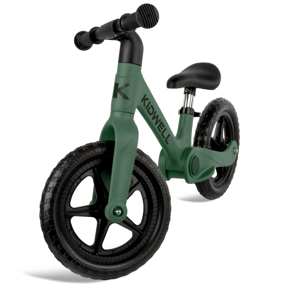 Bicicleta de echilibru fara pedale pentru copii, pliabila, Kidwell FLEX Green, ultra usoara 2.9 kg, roți EVA 29 cm, reglabilă, 80–120 cm, max. 30 kg [5]