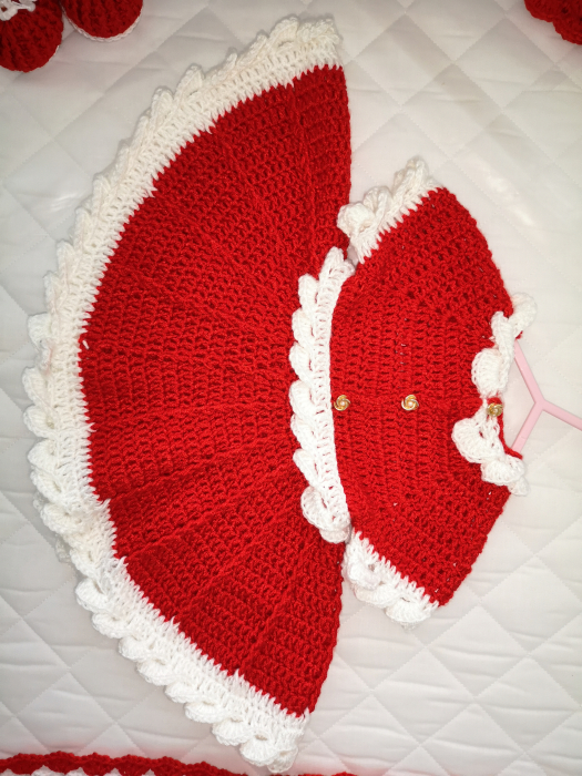 Rochita Craciun Crosetata Handmade, bambus, Rosu [4]