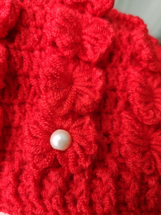 Caciulita Fetite Rosu Crosetata Handmade, bambus [2]