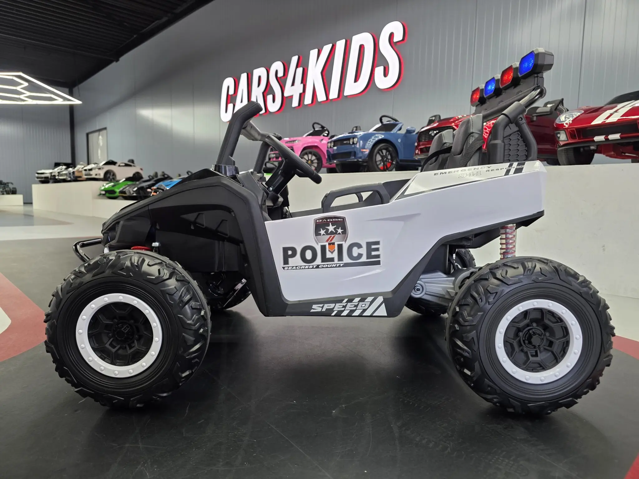 Buggy Electric Poliție 2 Locuri Police Patrol 24V – 2 Motoare 400W, Girofar LED, Bluetooth, Suspensii, Centură 3 Puncte | Max. 50 kg [4]