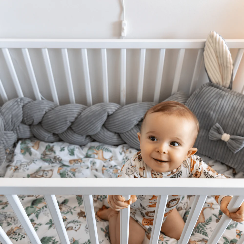 Bumper împletit pentru pătuț – MeowBaby® Aesthetic Olive Green, 200 cm [5]