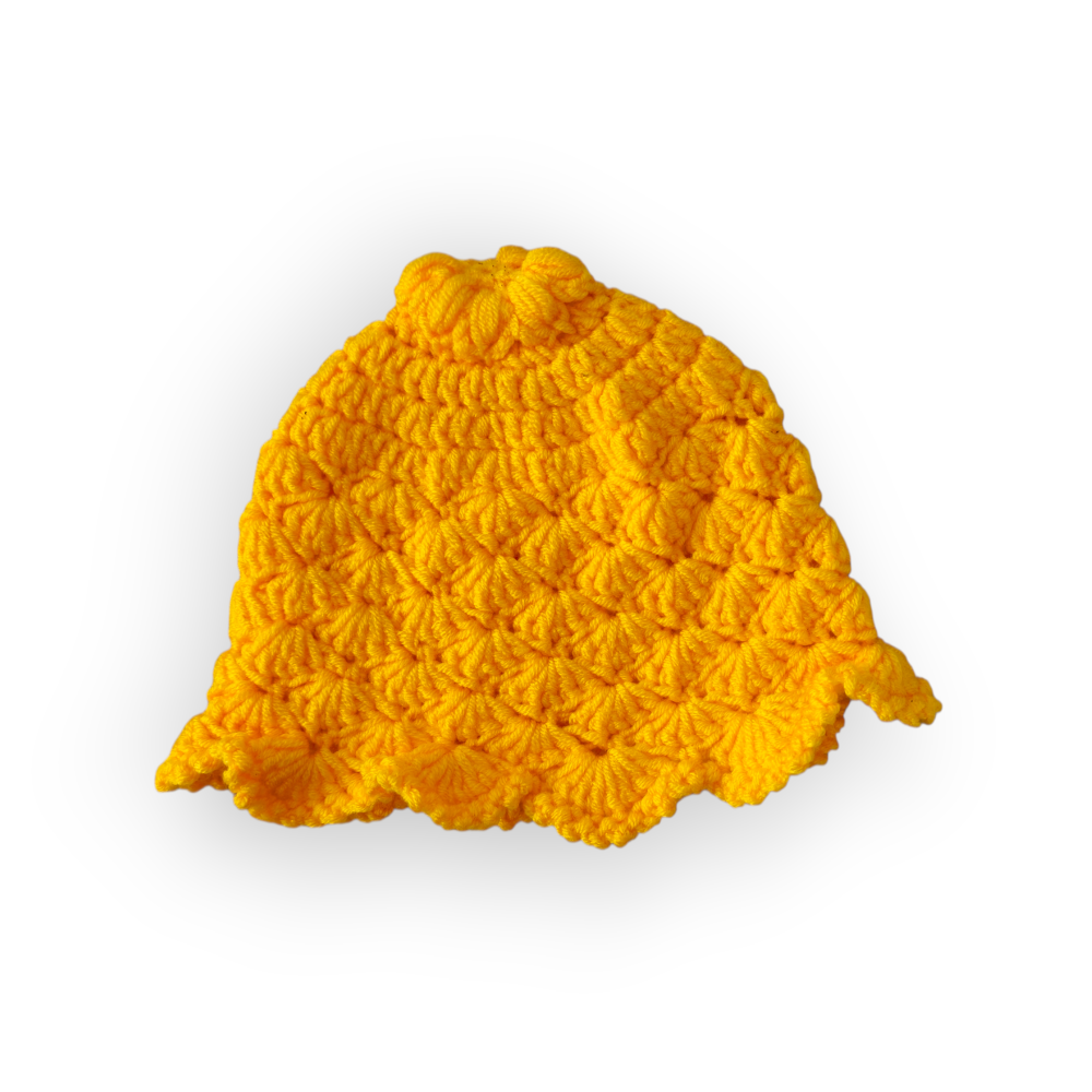 Căciuliță Handmade 0–3 Luni din Bambus – Model Shell Galben [1]