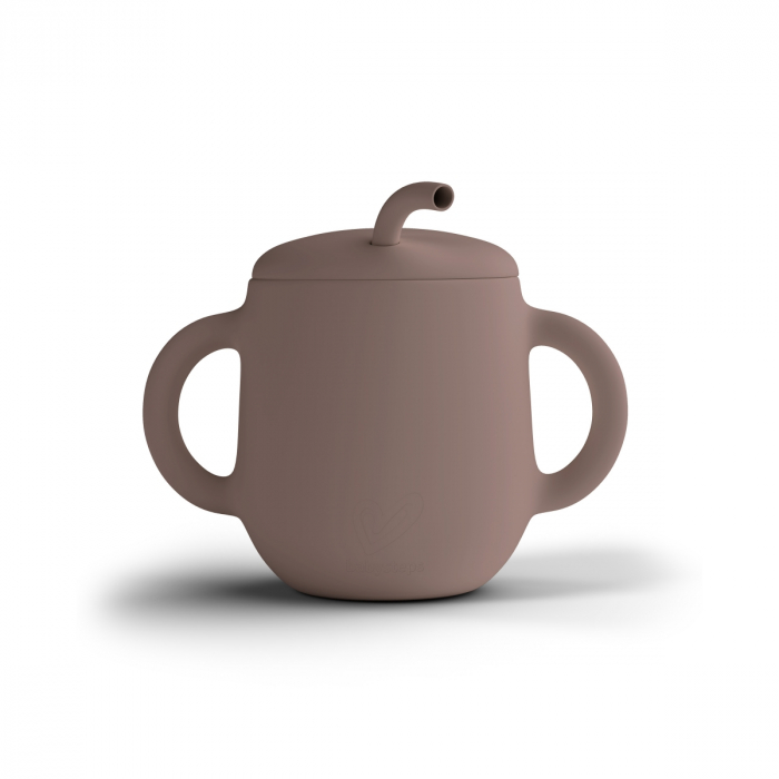 Cana de antrenament, cu pai flexibil, Din silicon, Fără BPA, BPS, PVC și ftalați  2in1, 250 ml, Rose [3]
