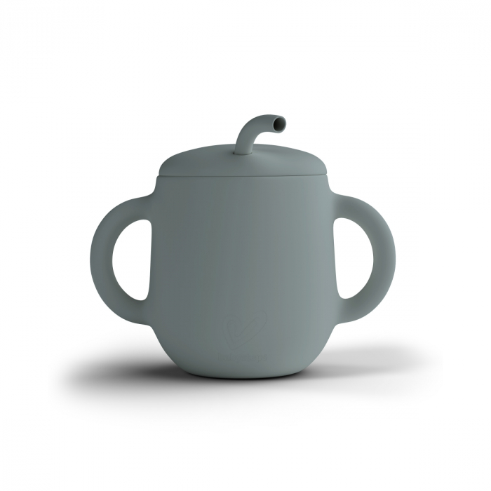 Cana de antrenament, cu pai flexibil, Din silicon, Fără BPA, BPS, PVC și ftalați  2in1, 250 ml, Blue [4]