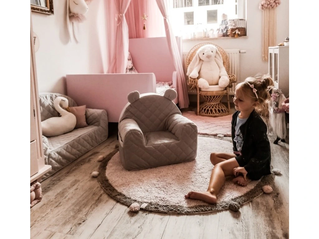 Canapea confortabilă pentru copii, cu buzunare, Gri velvet by Babysteps [8]