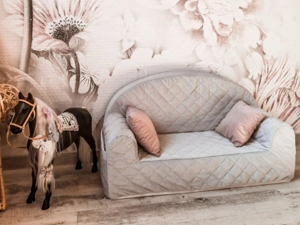 Canapea confortabilă pentru copii, cu buzunare, Gri velvet by Babysteps [2]