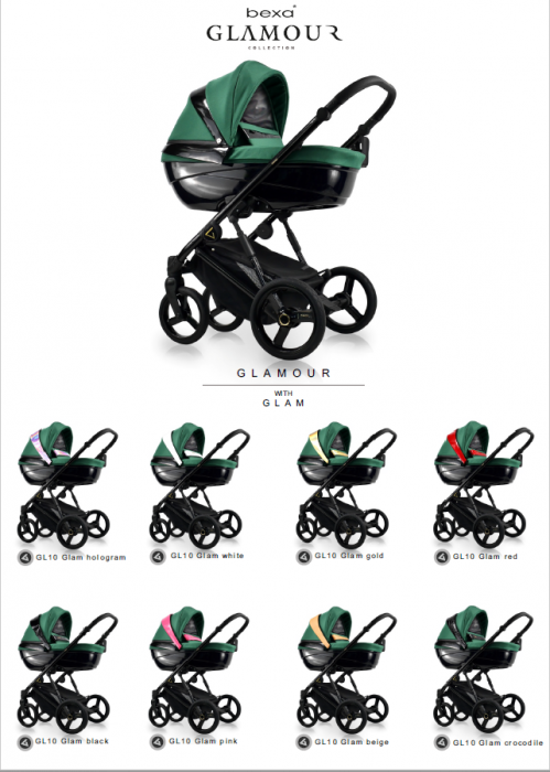 Carucior copii 2 in 1, reversibil, complet accesorizat, 0-36 luni, Bexa Glamour Verde Smarald [13]
