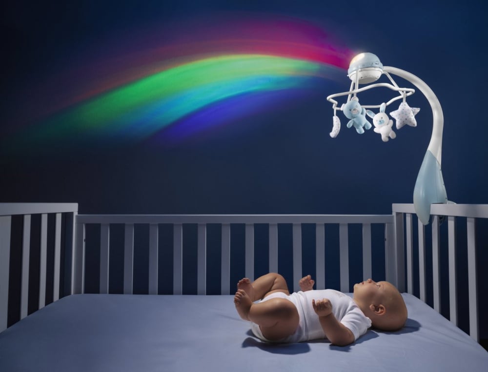 Carusel muzical 3 in 1 Chicco Rainbow cu proiectie, bleu, 0 luni+ [3]