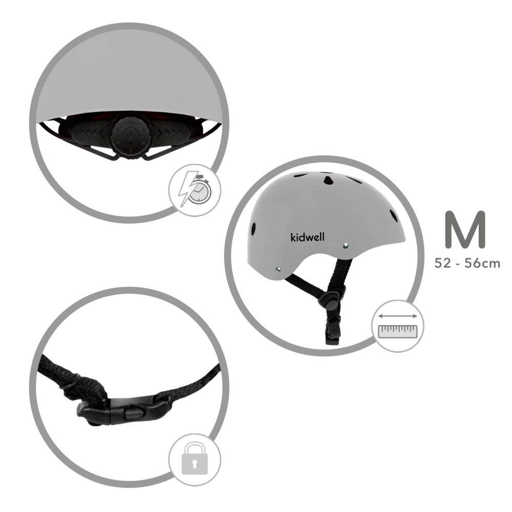 Casca de protectie pentru copii, sistem de reglare, M, 52-56 cm, 3 ani+, Grey Mat, Kidwell [9]