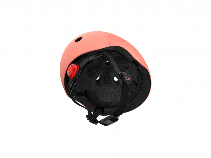 Casca de protectie pentru copii cu finisaj mat, sistem de reglare magnetic, Include lumină de siguranță LED și căptușeală moale din fleece pentru protecție suplimentară, S-M, 51-55 cm, 3 ani+,  Peach, [7]