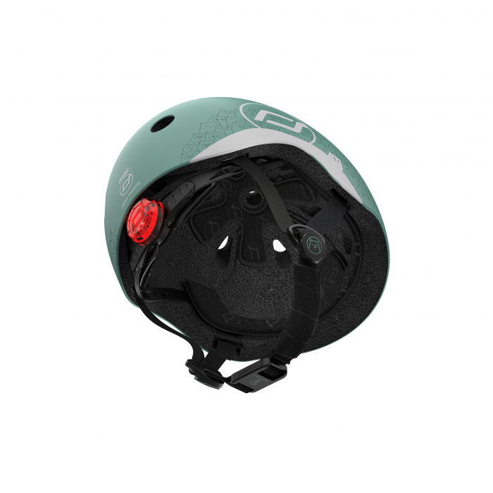Casca de protectie pentru copii, sistem de reglare magnetic cu led, cu banda reflectorizanta, XXS-S, 45-51 cm, 1 an+, Forest, Scoot & Ride [10]