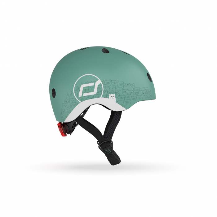 Casca de protectie pentru copii, sistem de reglare magnetic cu led, cu banda reflectorizanta, XXS-S, 45-51 cm, 1 an+, Forest, Scoot & Ride [3]