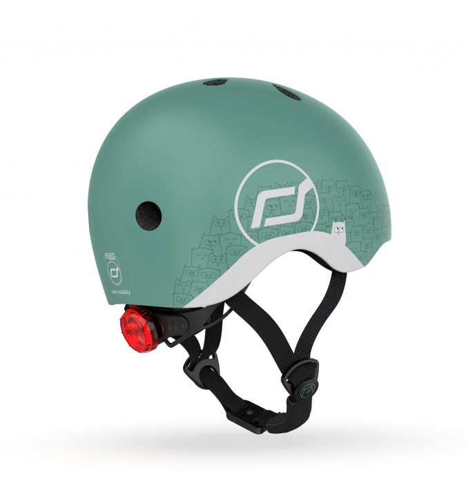 Casca de protectie pentru copii, sistem de reglare magnetic cu led, cu banda reflectorizanta, XXS-S, 45-51 cm, 1 an+, Forest, Scoot & Ride [2]