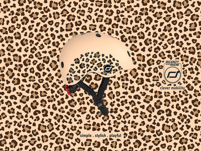 Casca de protectie pentru copii, sistem de reglare magnetic cu led, XXS-S, 45-51 cm, 1 an+, Leopard, Scoot & Ride [11]