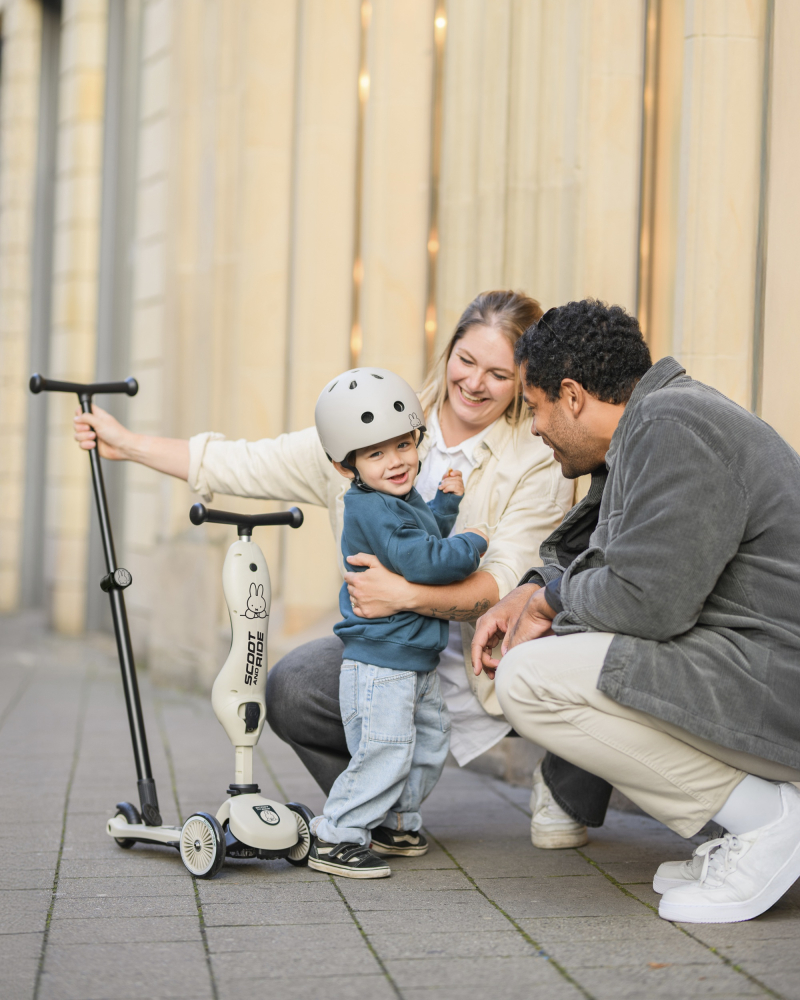 Casca de protectie pentru copii, sistem de reglare magnetic cu led, XXS-S, 45-51 cm, 1 an+, Miffy Ash, Scoot & Ride [10]