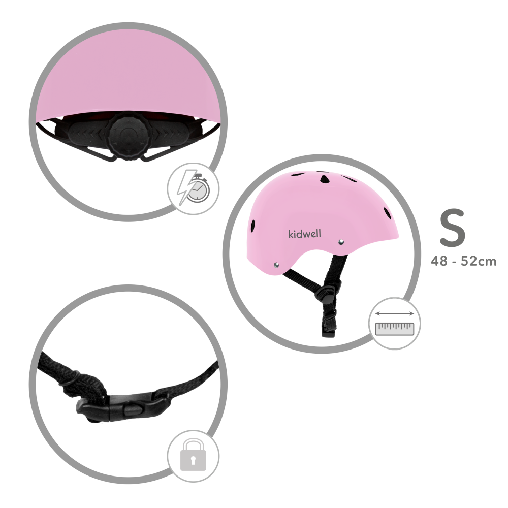 Casca de protectie pentru copii, sistem de reglare, S, 48-52 cm, 1 an+, Pink, Kidwell [9]