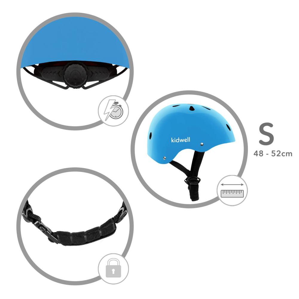 Casca de protectie pentru copii, sistem de reglare, S, 48-52 cm, 1 an+, Orix Blue, Kidwell [10]