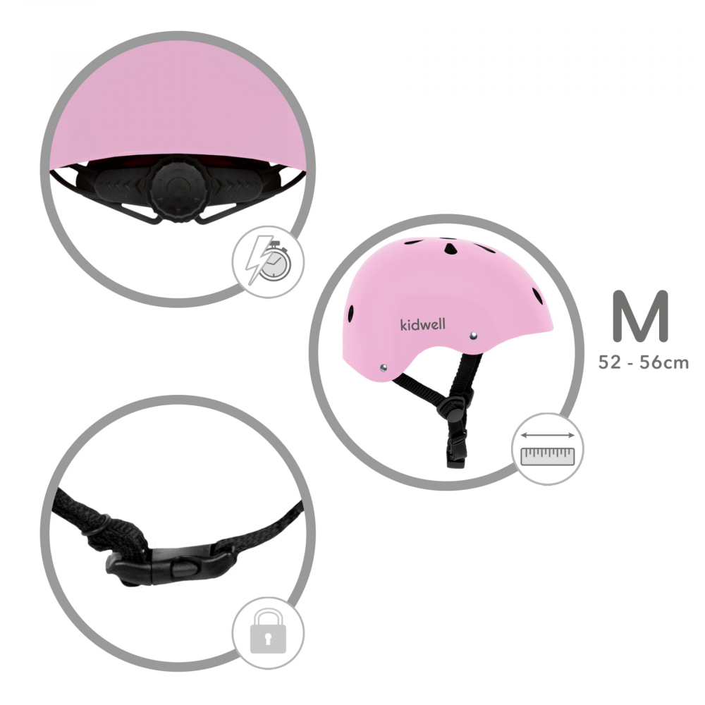 Casca de protectie pentru copii, sistem de reglare, M, 52-56 cm, 3 ani+, Pink, Kidwell [9]
