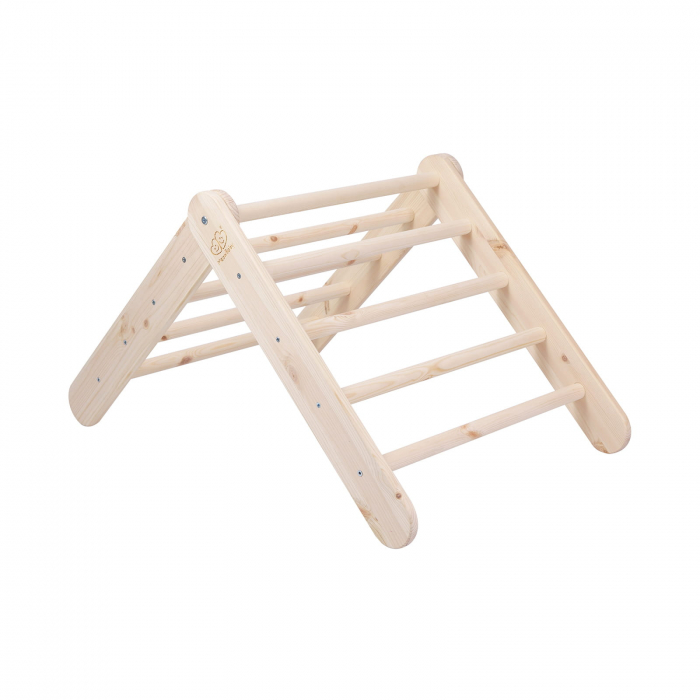 Casuta tip cort pentru copii cu o scară de 60x61 cm, pliabilă, Lemn natur, viscoza alb/roz, Montessori MeowBaby® [5]