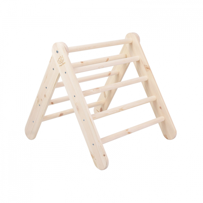 Casuta tip cort pentru copii cu o scară de 60x61 cm, pliabilă, Lemn natur, viscoza alb/roz, Montessori MeowBaby® [4]