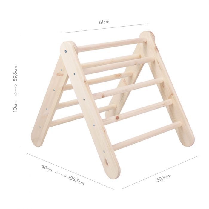 Casuta tip cort pentru copii cu o scară de 60x61 cm, pliabilă, Lemn natur, viscoza alb/roz, Montessori MeowBaby® [10]